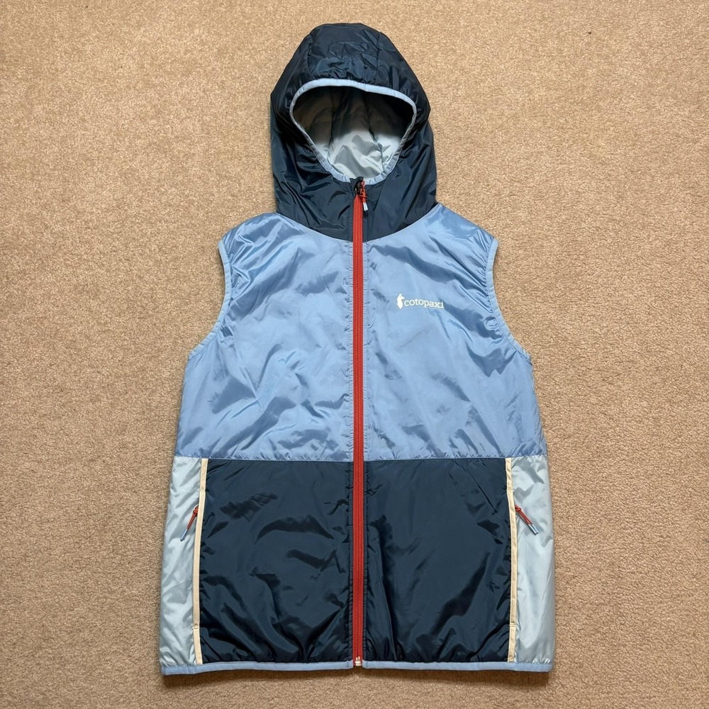 Cotopaxi Teca Calido Hooded Vest Womens Medium Reversible Blue Quilted Puffer